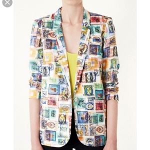 Y2K Stamp Collage Oversized Blazer Jacket 80s 90s Retro Topshop Vintage
